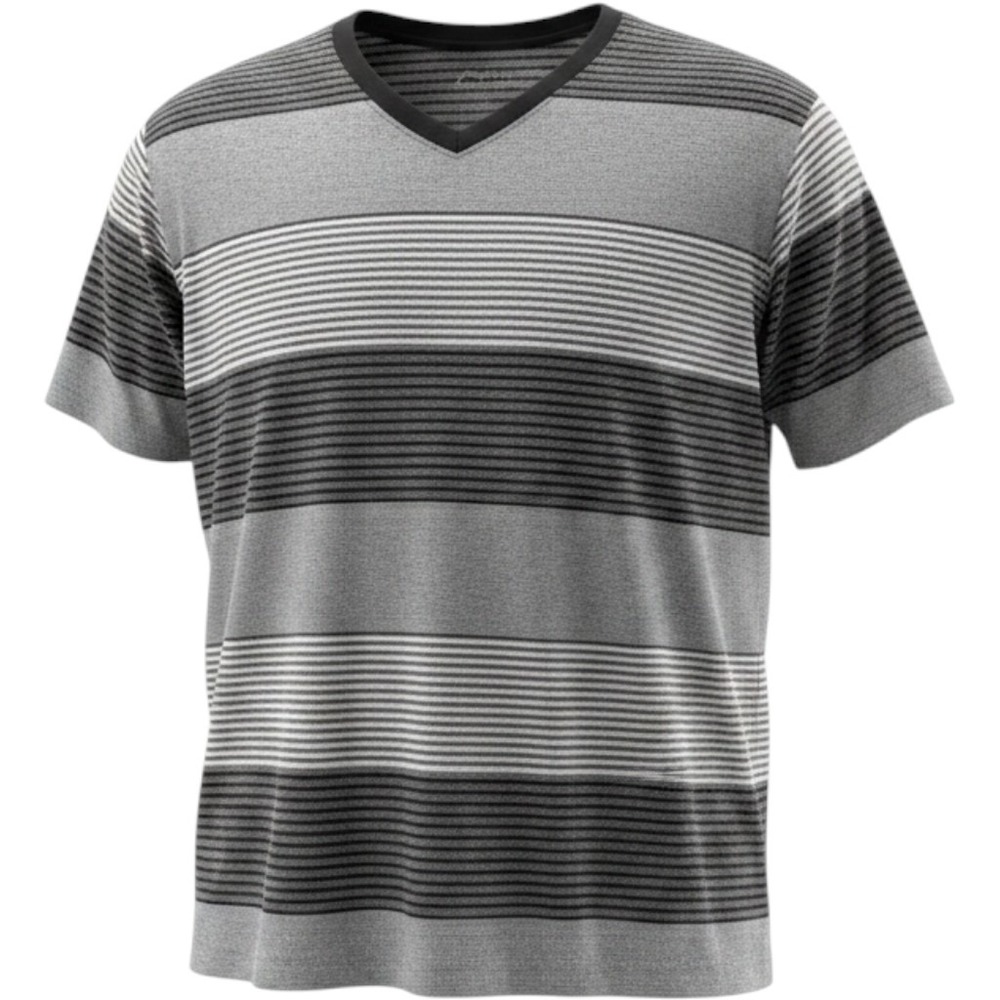 OP Ocean Pacific Mens Grey Striped V-Neck Short Sleeve T-Shirt Size 2XL